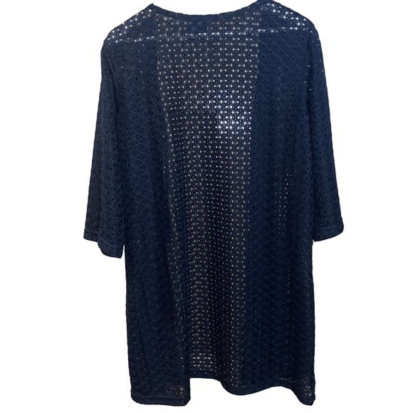 Anne Cole Swimsuit XXXL Black Mesh Crochet Open Front Tie Front Coverup - Picture 4 of 6